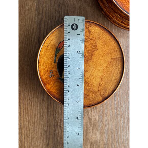 [Like New] Vintage Japanese Small Wooden Plates, hand-carved urushi finish 5 pcs - Picture 14 of 16